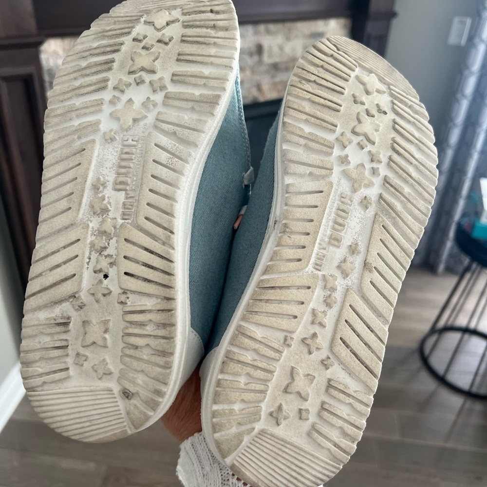 Hey Dude Blue and Cream Slip-On Loafers women’s size 8 - Picture 11 of 11